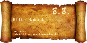 Blitz Babett névjegykártya